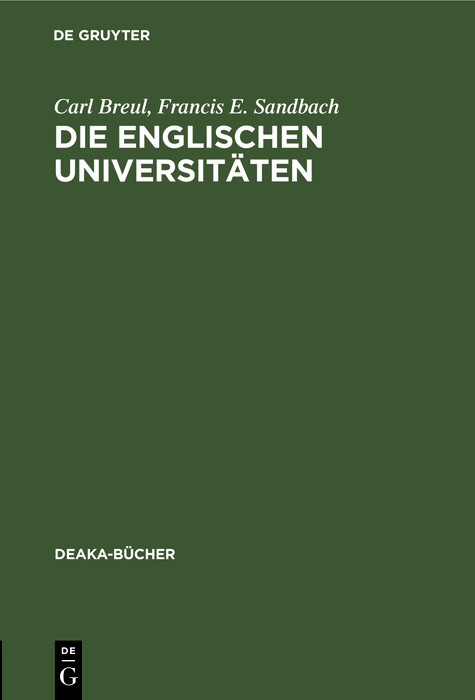 Die englischen Universitäten - Carl Breul, Francis E. Sandbach