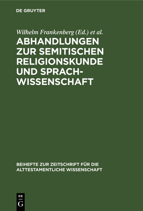 Abhandlungen zur semitischen Religionskunde und Sprachwissenschaft - 