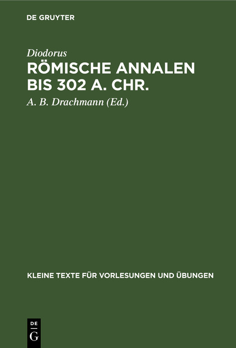 R&ouml;mische Annalen bis 302 a. Chr. -  Diodorus