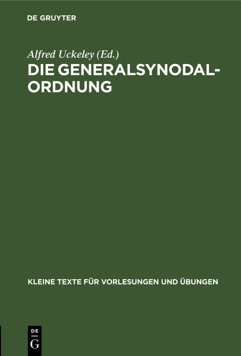 Die Generalsynodal-Ordnung - 