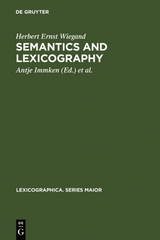 Semantics and Lexicography - Herbert Ernst Wiegand
