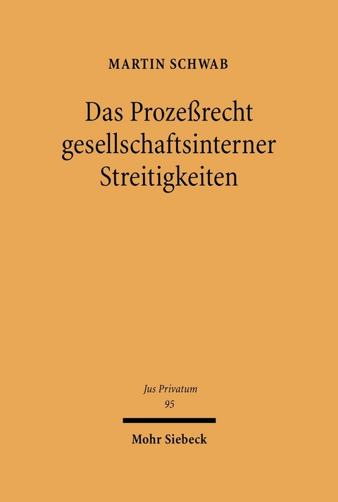 Das Prozeßrecht gesellschaftsinterner Streitigkeiten -  Martin Schwab