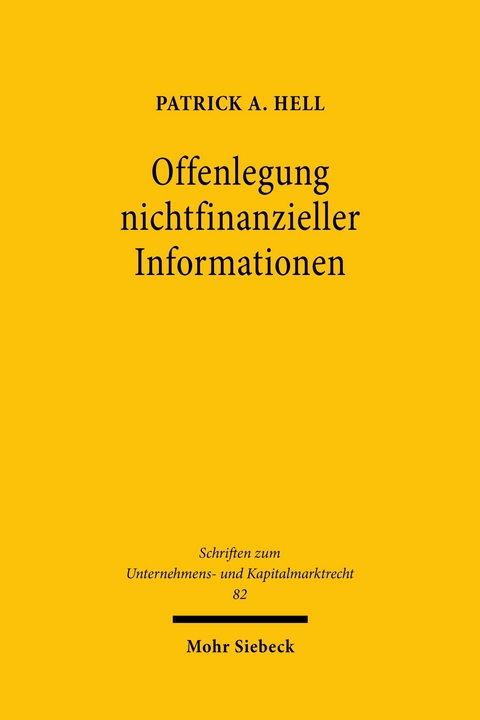 Offenlegung nichtfinanzieller Informationen -  Patrick A. Hell