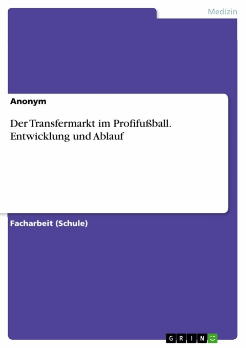 Der Transfermarkt im Profifu&szlig;ball. Entwicklung und Ablauf