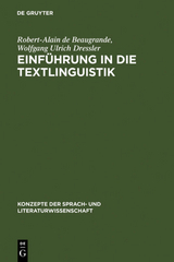 Einf&uuml;hrung in die Textlinguistik - Robert-Alain de Beaugrande, Wolfgang Ulrich Dressler