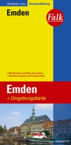 Falk Stadtplan Extra Standardfaltung Emden mit Ortsteilen von Hinte, Krummh&ouml;rn 1