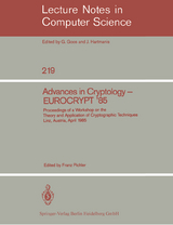 Advances in Cryptology &ndash; EUROCRYPT '85 - 