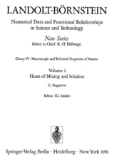 Heats of Mixing and Solution / Mischungs- und L&ouml;sungsw&auml;rmen - G. Beggerow