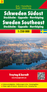 Schweden S&uuml;dost - Stockholm - Uppsala - Norrk&ouml;ping, Autokarte 1:250.000 - 