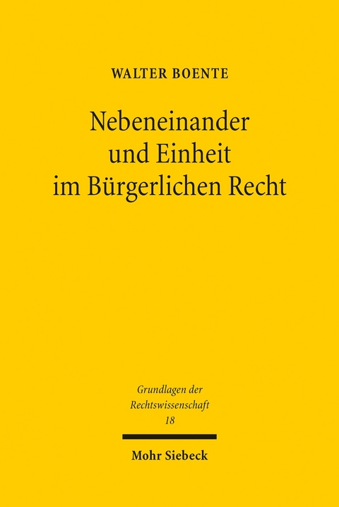 Nebeneinander und Einheit im Bürgerlichen Recht -  Walter Boente
