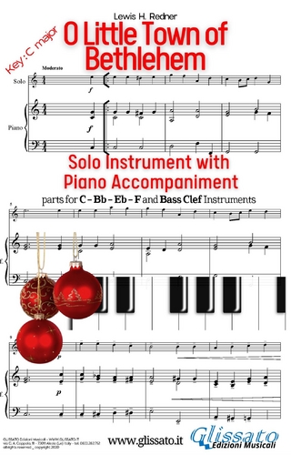 O Little Town of Bethlehem (in C) for solo instrument w/ piano