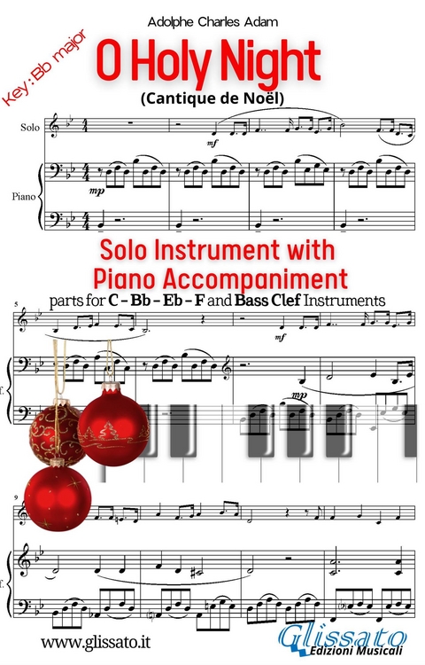 O Holy Night (in Bb) for all instruments and Piano accompaniment - Adolphe Adam