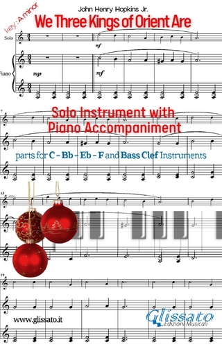 We Three Kings of Orient Are (key Am) for solo instrument w/ piano