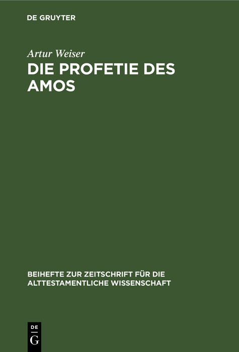 Die Profetie des Amos - Artur Weiser