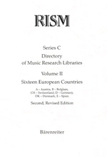 R&eacute;pertoire International des Sources Musicales (RISM) / Directory of Music Research Libraries / Sixteen European Countries