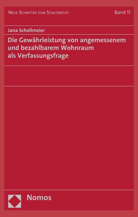 Die Gew&auml;hrleistung von angemessenem und bezahlbarem Wohnraum als Verfassungsfrage - Jana Schollmeier