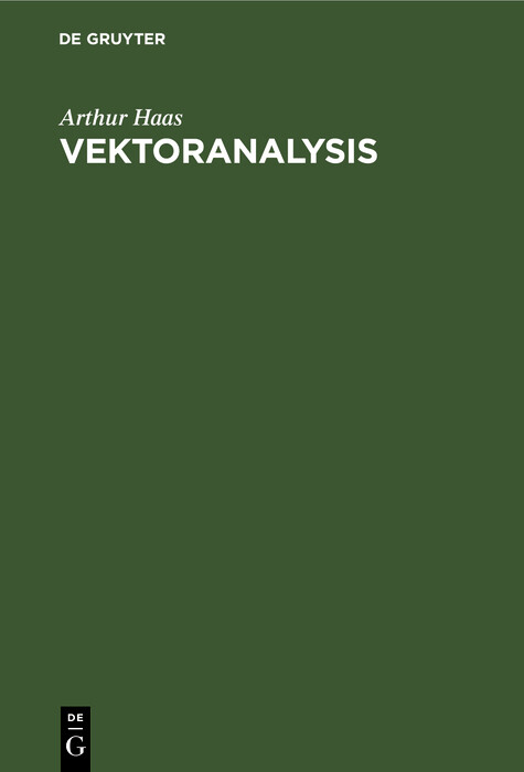 Vektoranalysis - Arthur Haas