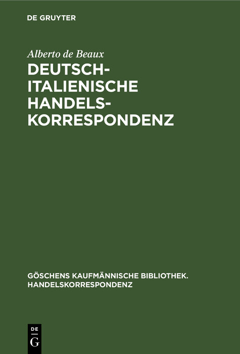 Deutsch-Italienische Handelskorrespondenz - Alberto de Beaux