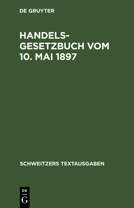 Handelsgesetzbuch vom 10. Mai 1897