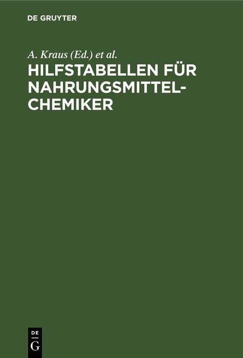 Hilfstabellen f&uuml;r Nahrungsmittel-Chemiker - 