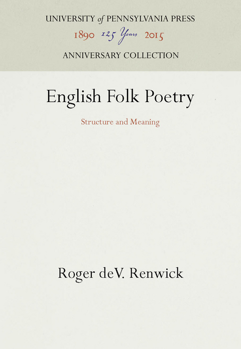 English Folk Poetry - Roger DeV. Renwick