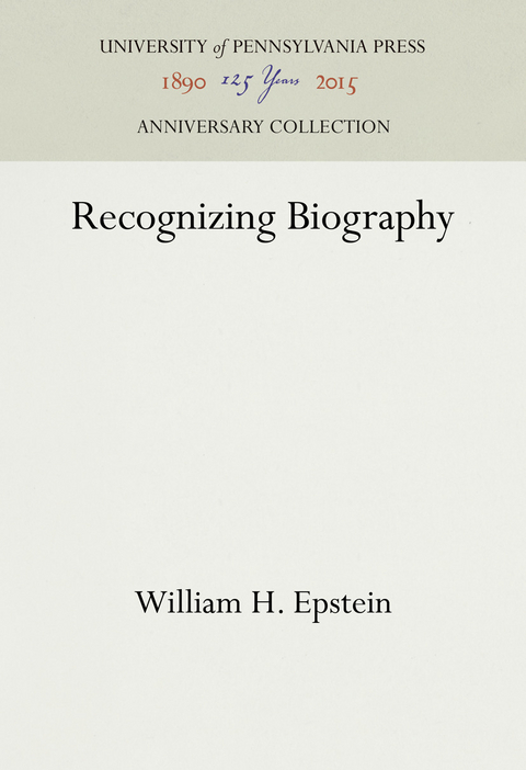 Recognizing Biography - William H. Epstein