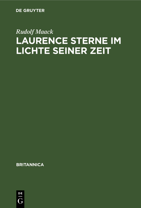 Laurence Sterne im Lichte seiner Zeit - Rudolf Maack