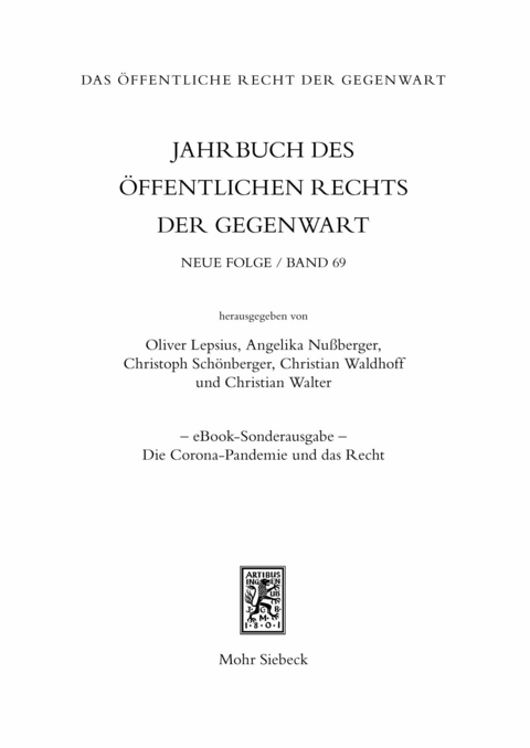 Jahrbuch des &ouml;ffentlichen Rechts der Gegenwart. Neue Folge - 