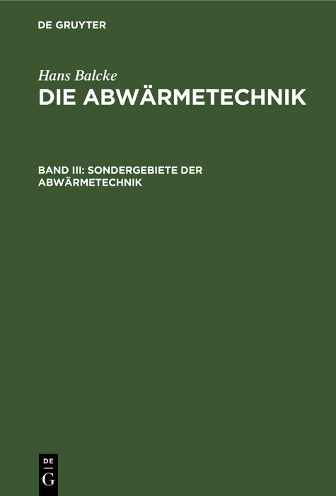Sondergebiete der Abw&auml;rmetechnik - Hans Balcke