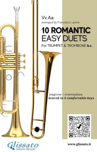 Trumpet & Trombone duets book | 10 Easy Romantic Pieces scored in 3 comfortable keys