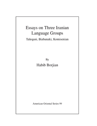 Essays on Three Iranian Language Groups