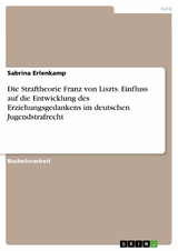 Die Straftheorie Franz von Liszts. Einfluss auf die Entwicklung des Erziehungsgedankens im deutschen Jugendstrafrecht -  Sabrina Erlenkamp