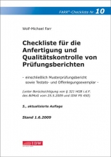 Checkliste f&uuml;r die Anfertigung und Qualit&auml;tskontrolle von Pr&uuml;fungsberichten - Wolf-Michael Farr