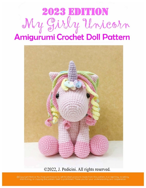 2023 My Girly Unicorn Amigurumi Crochet Doll Pattern - J. Pedicini