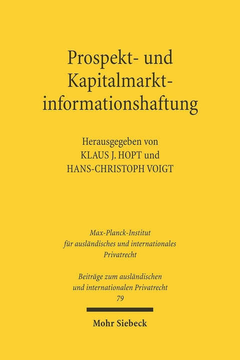 Prospekt- und Kapitalmarktinformationshaftung - 