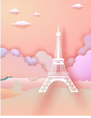 Chic, Elegant, and Fun 3D Eiffel Tower Sticker Scene