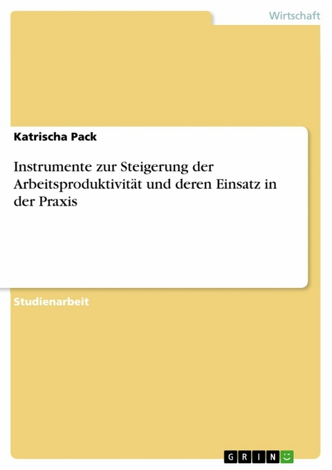 Instrumente zur Steigerung der Arbeitsproduktivit&auml;t und deren Einsatz in der Praxis - Katrischa Pack