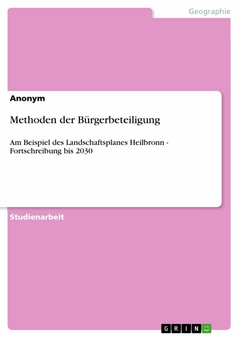Methoden der B&uuml;rgerbeteiligung