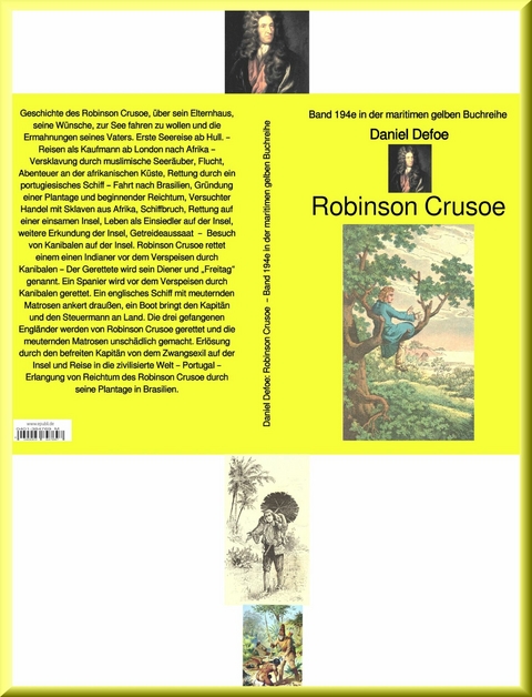 Daniel Defoe: Robinson Crusoe  - Band 194 in der maritimen gelben Buchreihe - bei J&uuml;rgen Ruszkowski -  Daniel Defoe