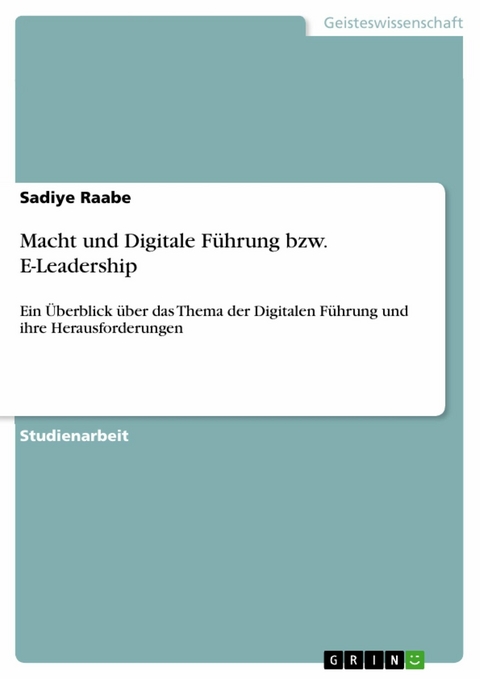 Macht und Digitale F&uuml;hrung bzw. E-Leadership - Sadiye Raabe