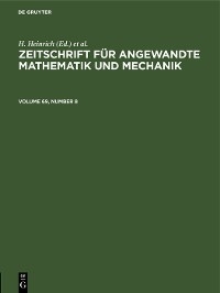 Zeitschrift für Angewandte Mathematik und Mechanik. Volume 69, Number 8