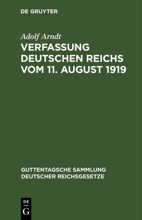 Verfassung Deutschen Reichs vom 11. August 1919 - Adolf Arndt