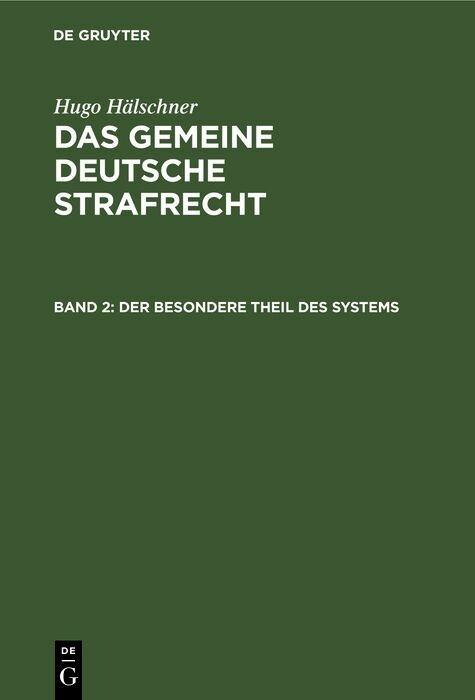 Der besondere Theil des Systems - Hugo H&auml;lschner