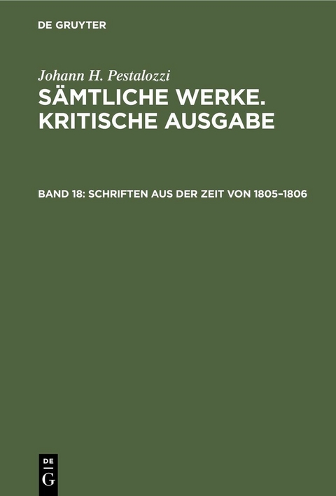 Schriften aus der Zeit von 1805&ndash;1806 - 
