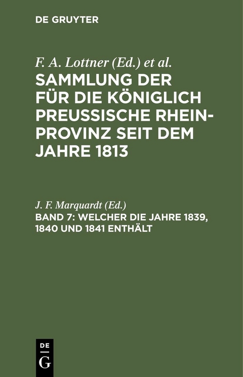 Welcher die Jahre 1839, 1840 und 1841 enth&auml;lt - 