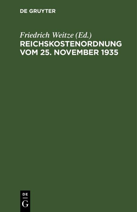 Reichskostenordnung vom 25. November 1935 - 