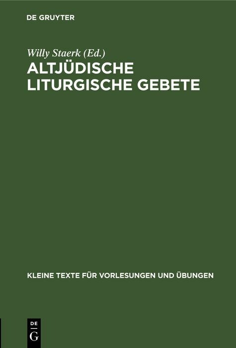 Altj&uuml;dische liturgische Gebete - 