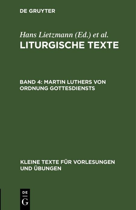 Martin Luthers von Ordnung Gottesdiensts - 