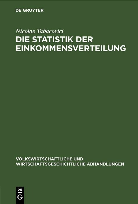 Die Statistik der Einkommensverteilung - Nicolae Tabacovici