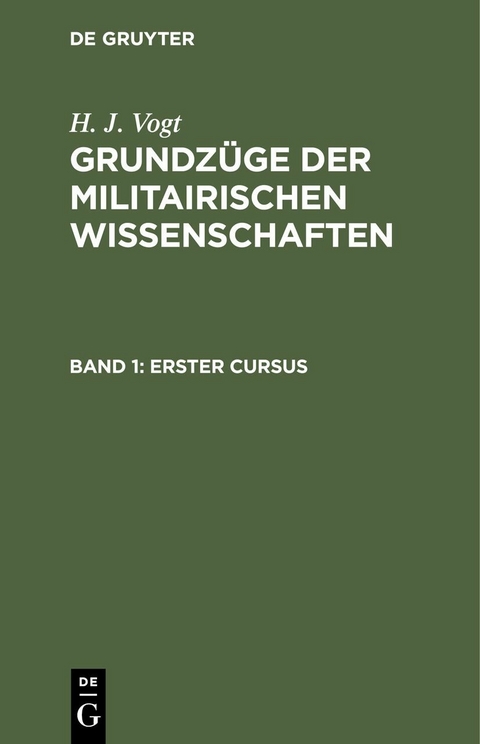Erster Cursus - H. J. Vogt